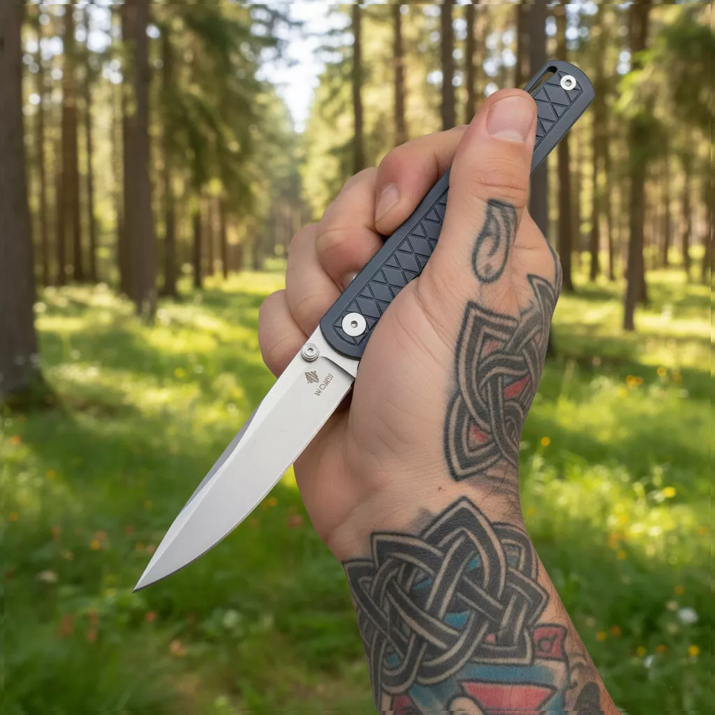 Womsi Wolf nóż składany blue G10 14C28N