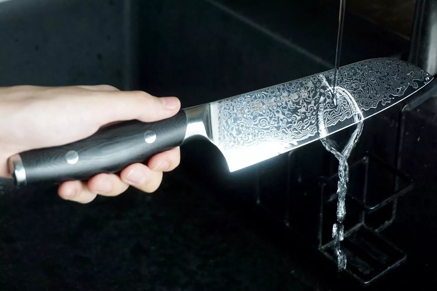 Yaxell Kuroyoh Damascus Santoku - Japoński Nóż Kuchenny 16,5 cm