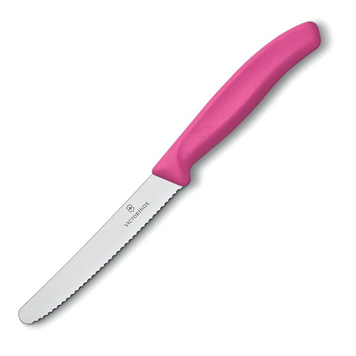 Victorinox nóż uniwersalny 11cm ząbkowany różowy.
