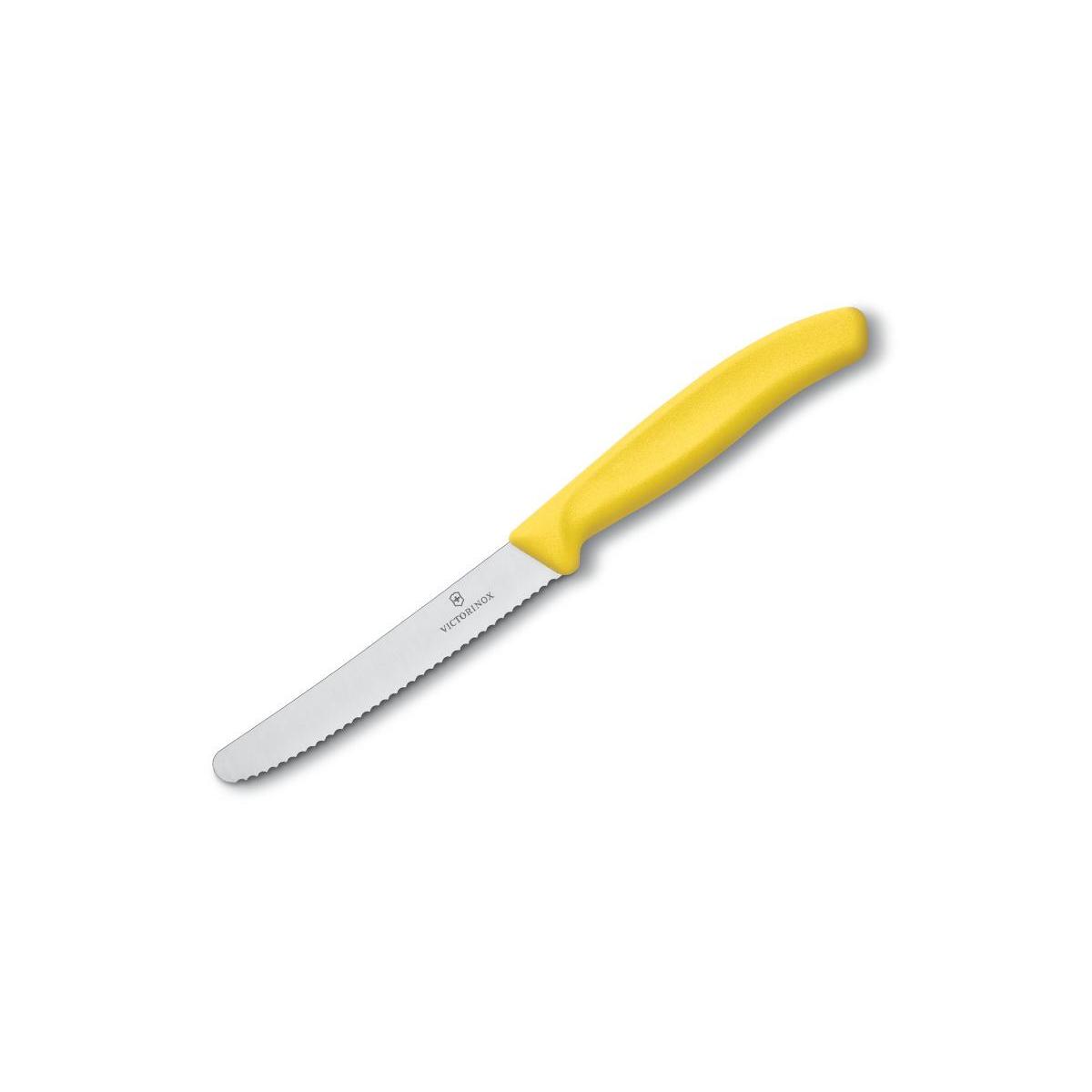 Victorinox nóż uniwersalny 11cm ząbkowany żółty.