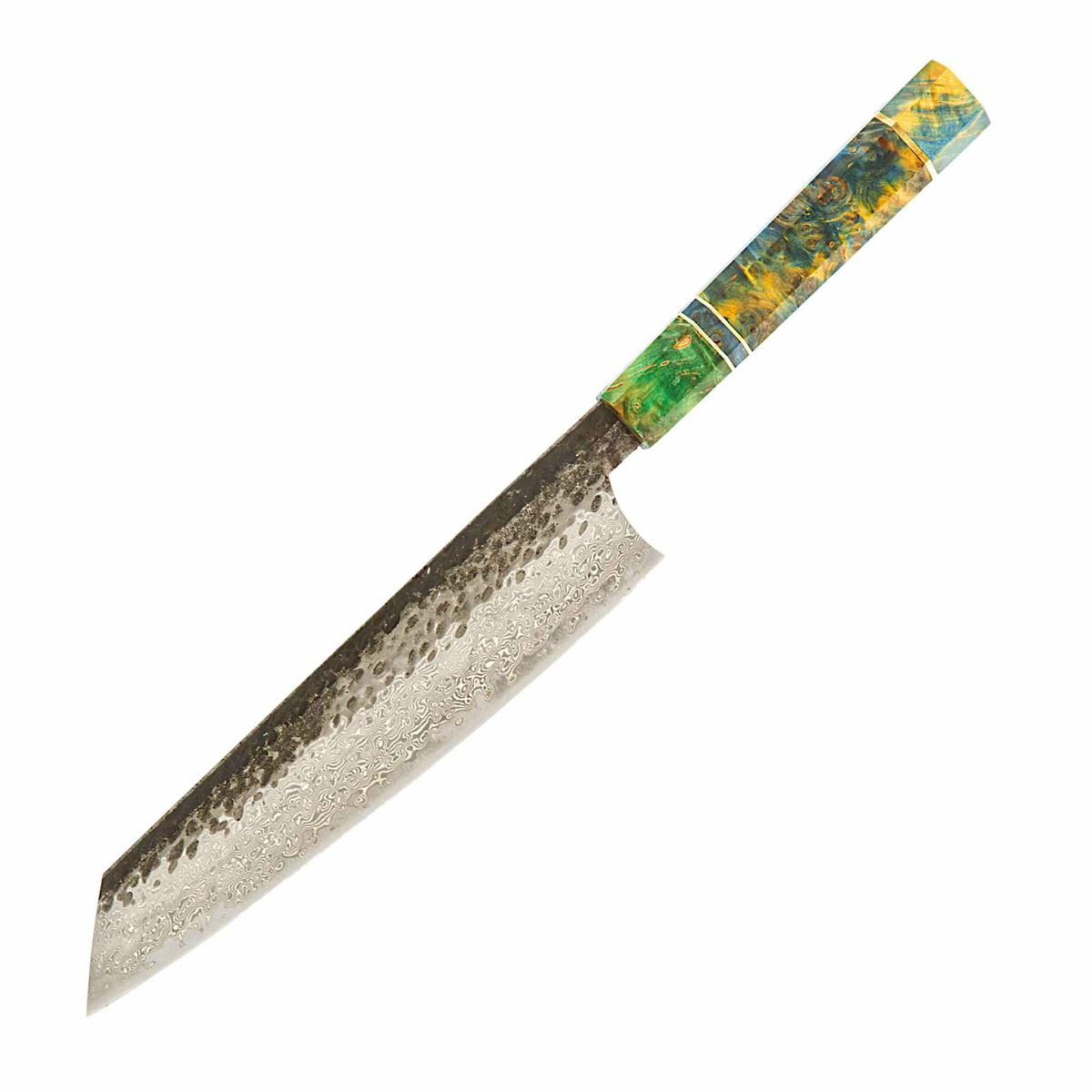 Dan Woo custom nóż Kiritsuke 22cm Damast T10 61HR