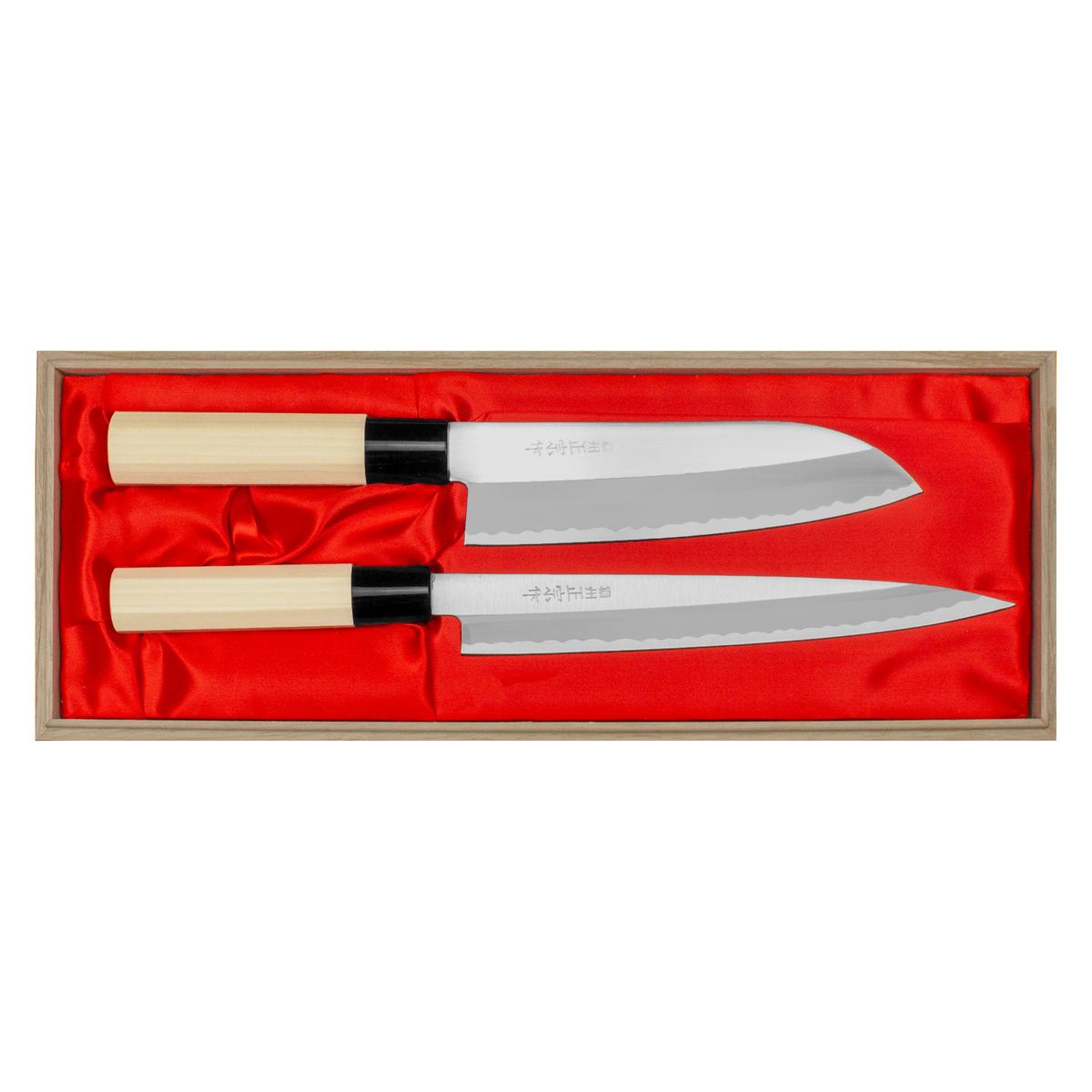 Satake Yoshimitsu Rdzewny Zestaw 2 noży Santoku+Sa