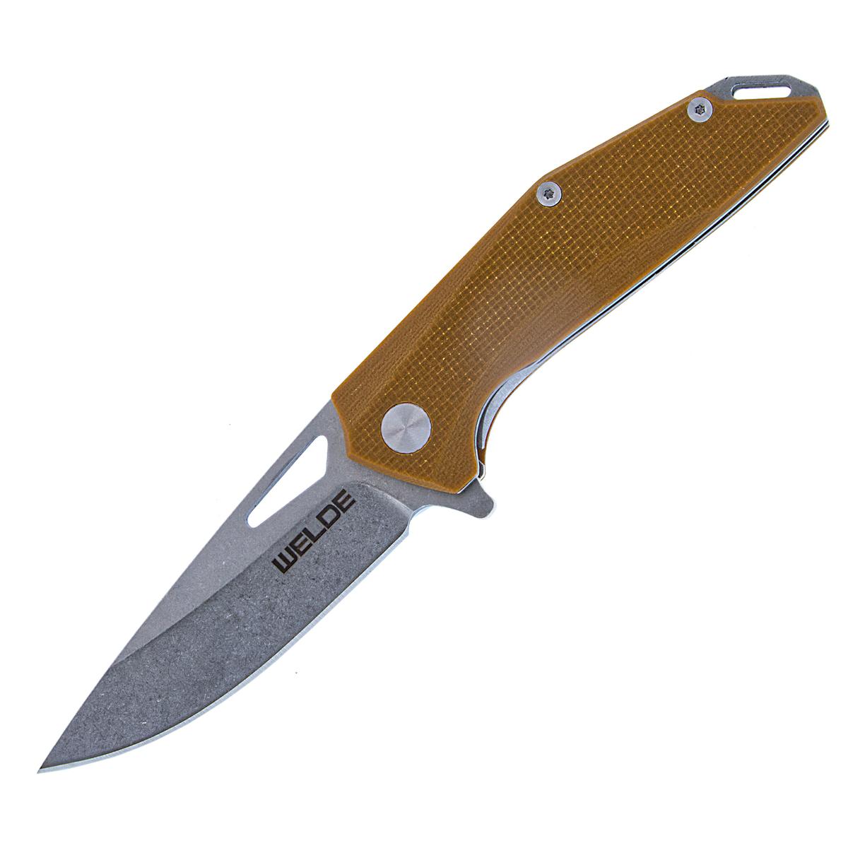 Welde nóż składany D2F28 brązowy.