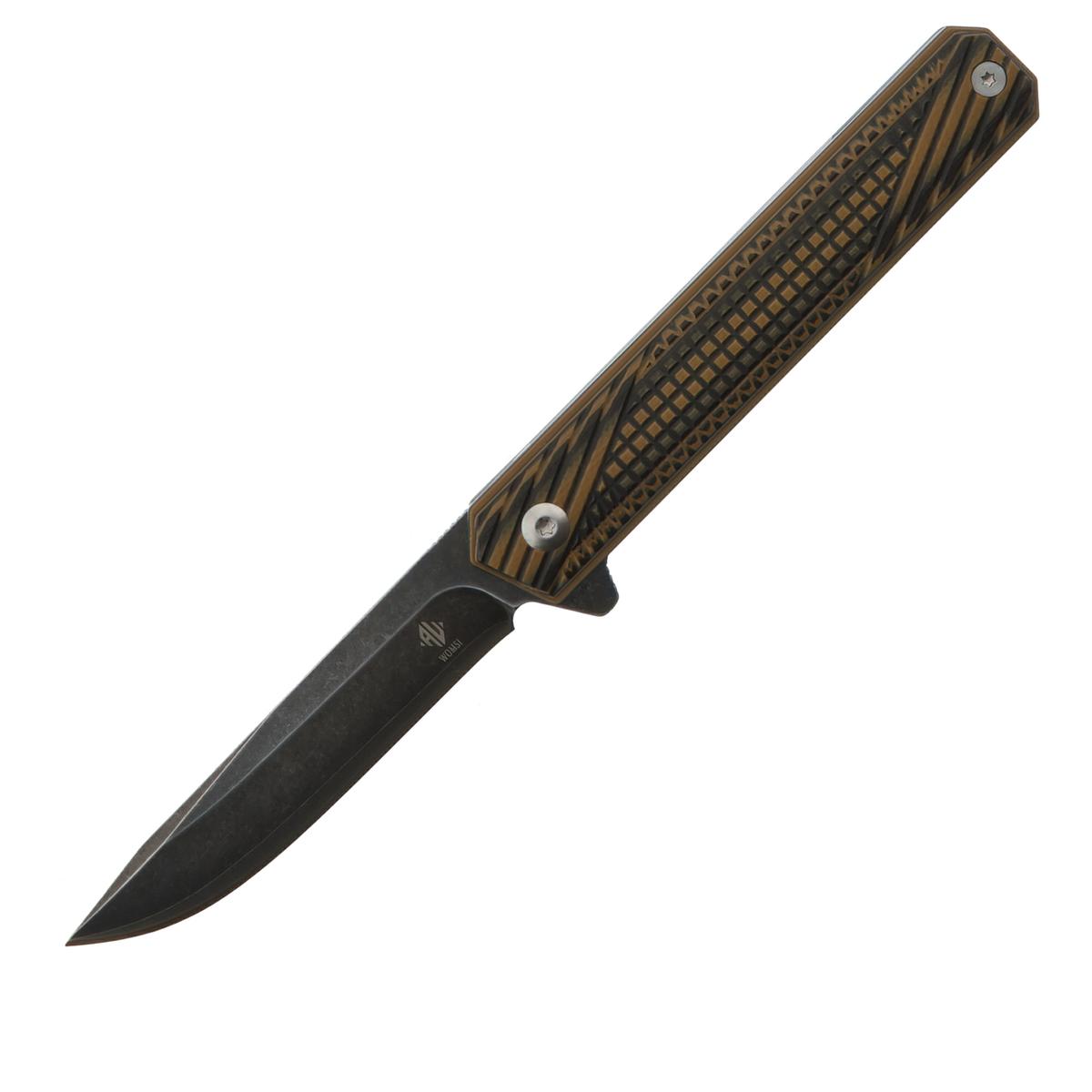 Womsi Wolf nóż składany brown black G10 S90V